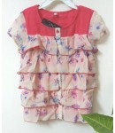 Half Sleeve Blouse, Printed Design, Summer Casual For Girl, Kids, Color Pink, Ivory, Designer Children Wear, 100% Polyester, Ages: 2 To 3 Years, 3 To 4 Years, 6 To 7  Years